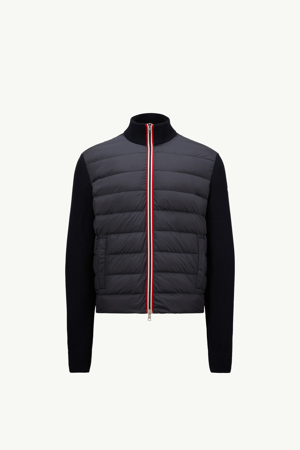 Padded Cotton Zip-Up Cardigan Men Navy Blue Moncler 2