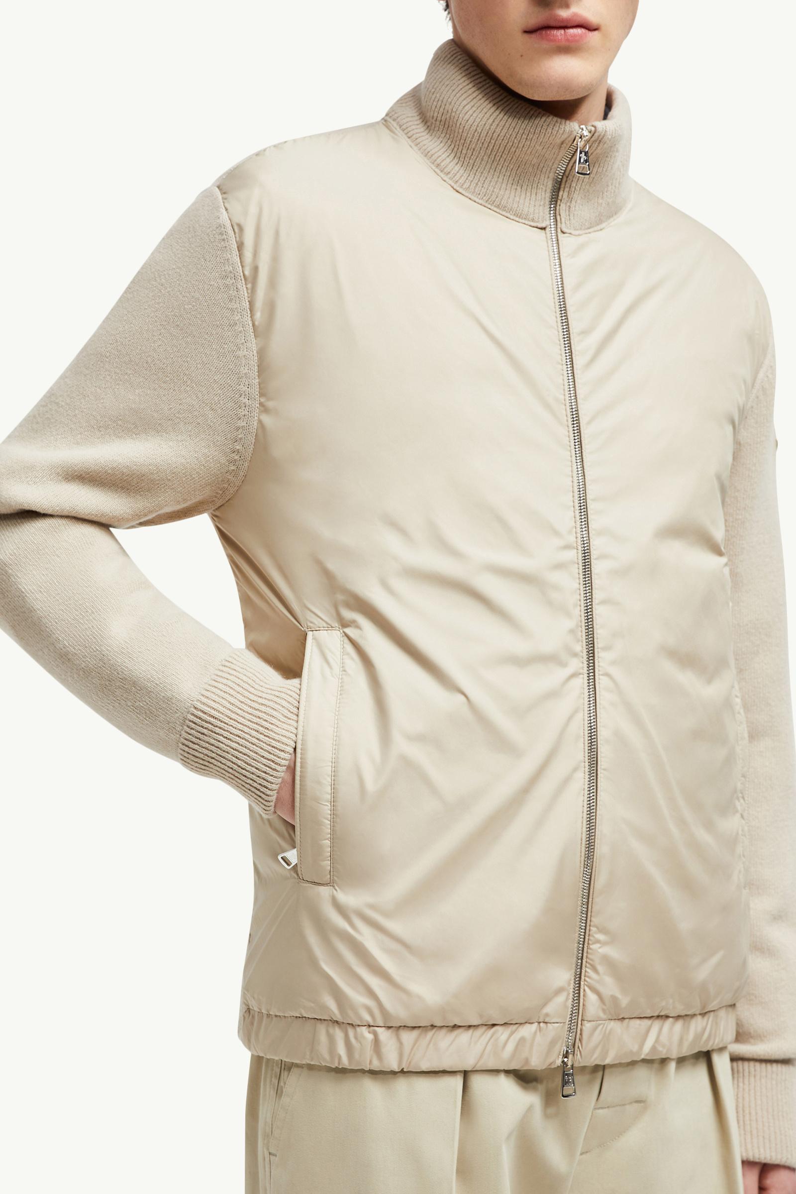 MONCLER ベージュ ジップアップカーディガン Light Beige Padded Wool & Cashmere Zip-Up Cardigan - Sweaters