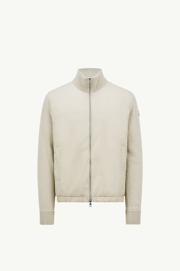 Padded Wool & Cashmere Zip-Up Cardigan Men Light Beige Moncler 2