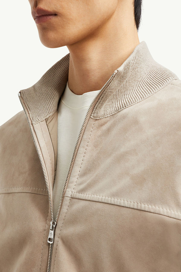 Wool, Cotton & Suede Zip-Up Cardigan Men Brown Moncler 6
