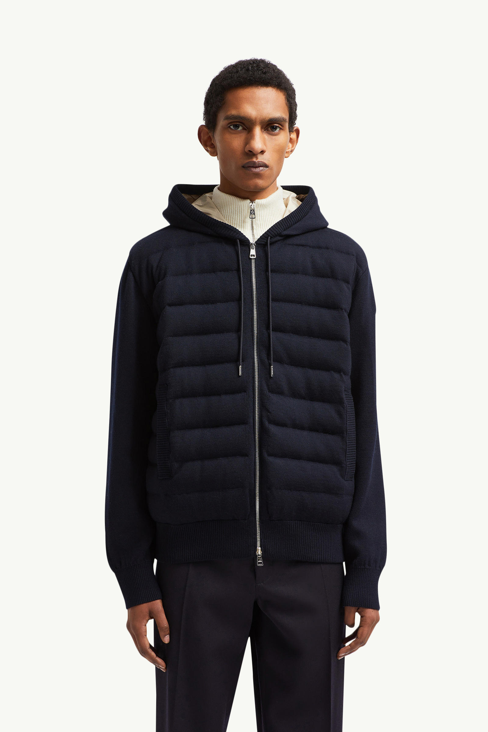 패딩 울 집업 후디 남성 다크 블루 Moncler 3
