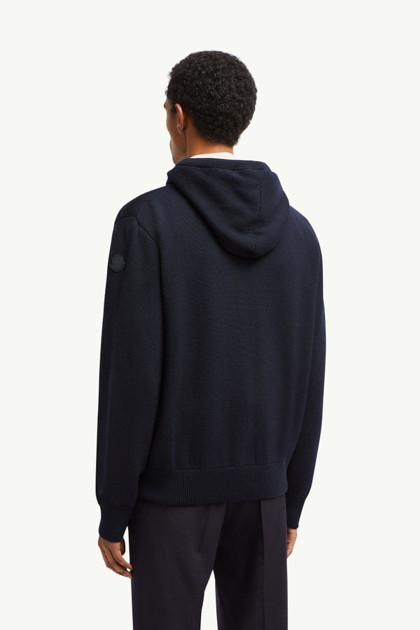 Padded Wool Zip-up hoodie Men Dark Blue Moncler 4