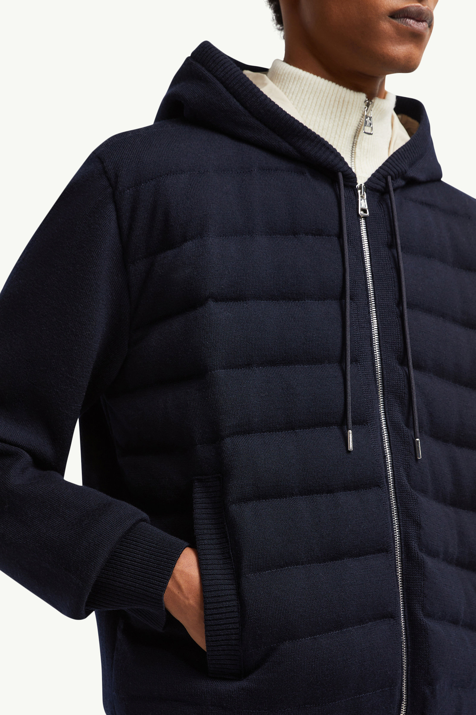 패딩 울 집업 후디 남성 다크 블루 Moncler 5