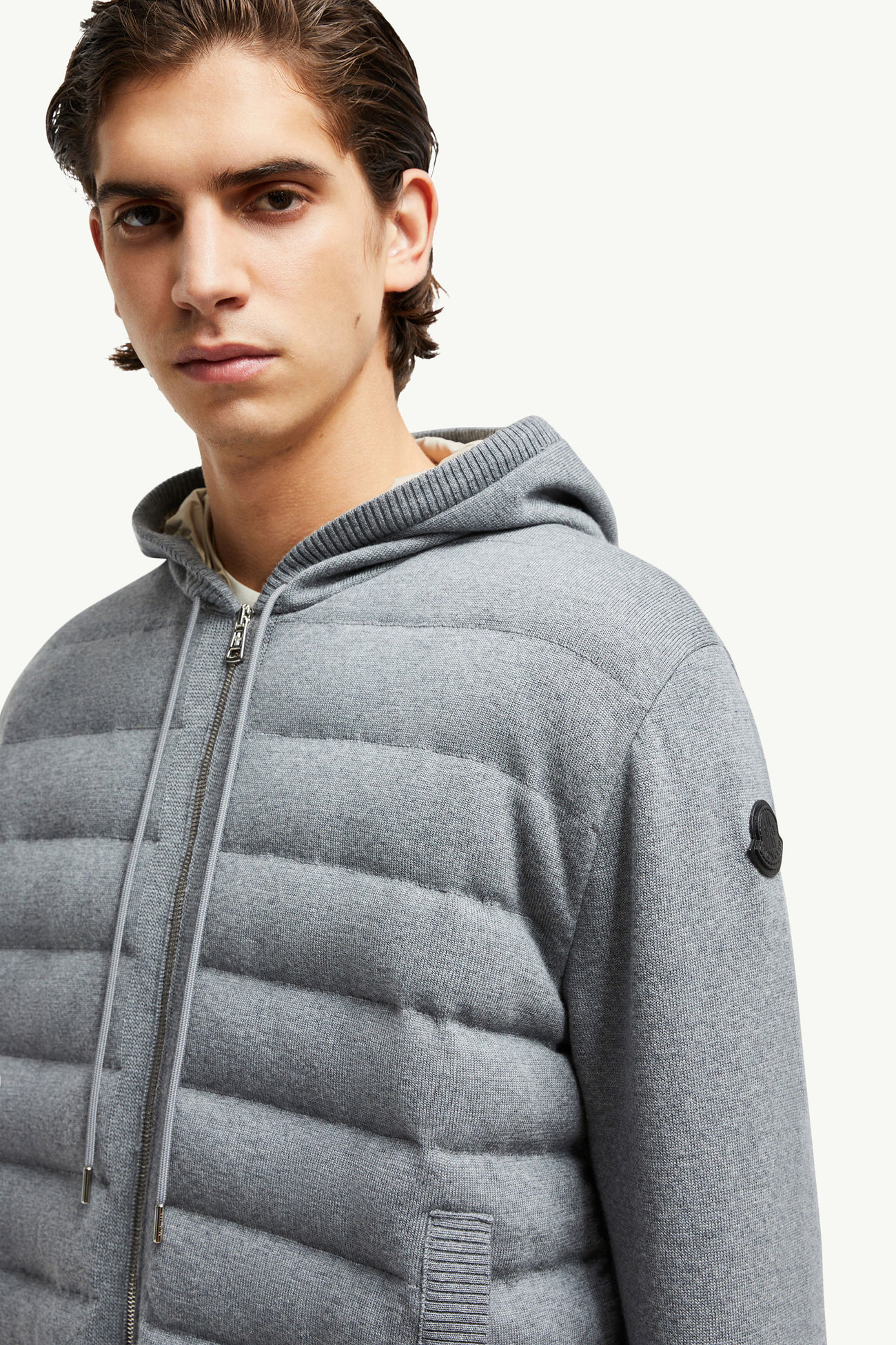 Sudadera con capucha de lana acolchada Hombre Gris Moncler 1