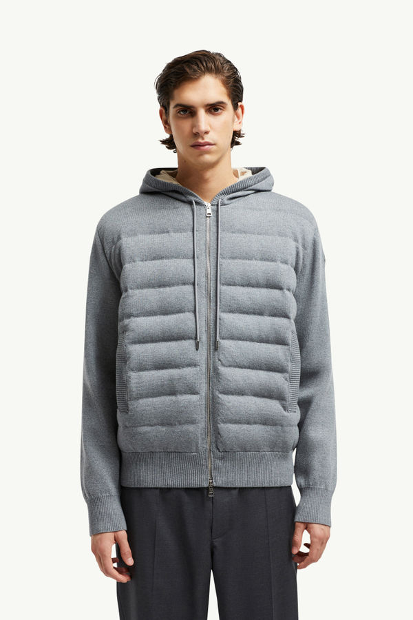 Padded Wool Zip-up hoodie Men Gray Moncler 3