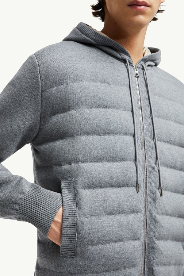 Wattierter Kapuzen-Wollpullover mit Reißverschluss Herren Grau Moncler 5