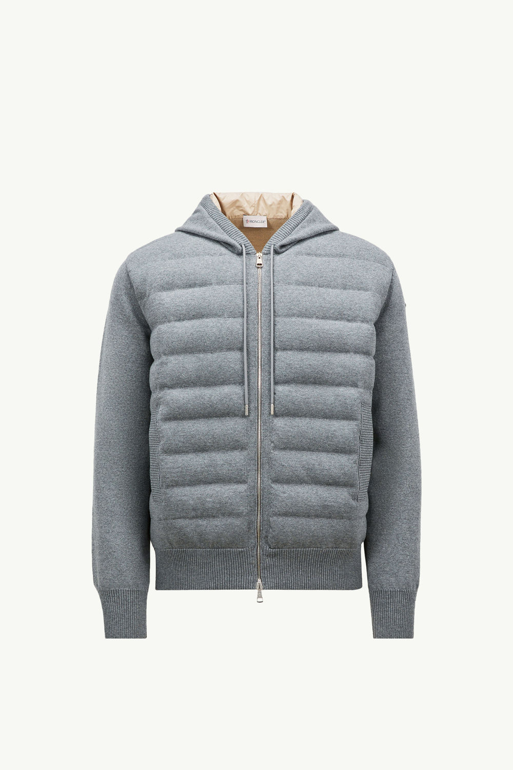 Padded Wool Zip-up hoodie Men Gray Moncler 2