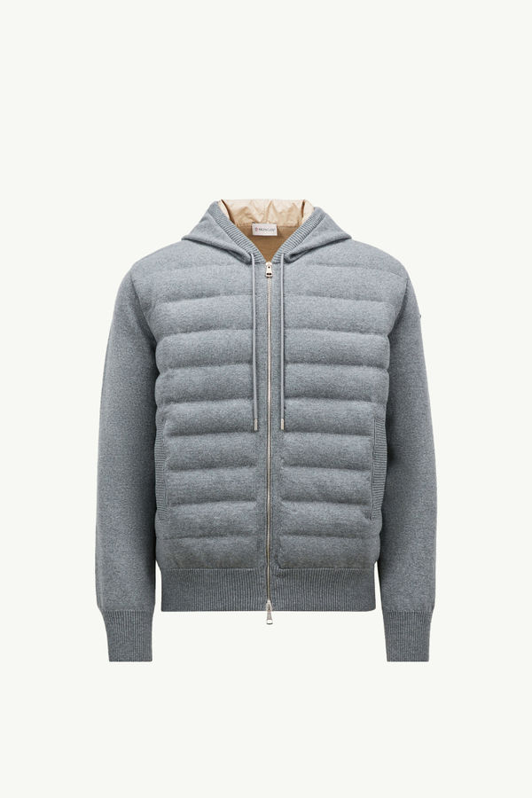 Padded Wool Zip-up hoodie Men Gray Moncler 2