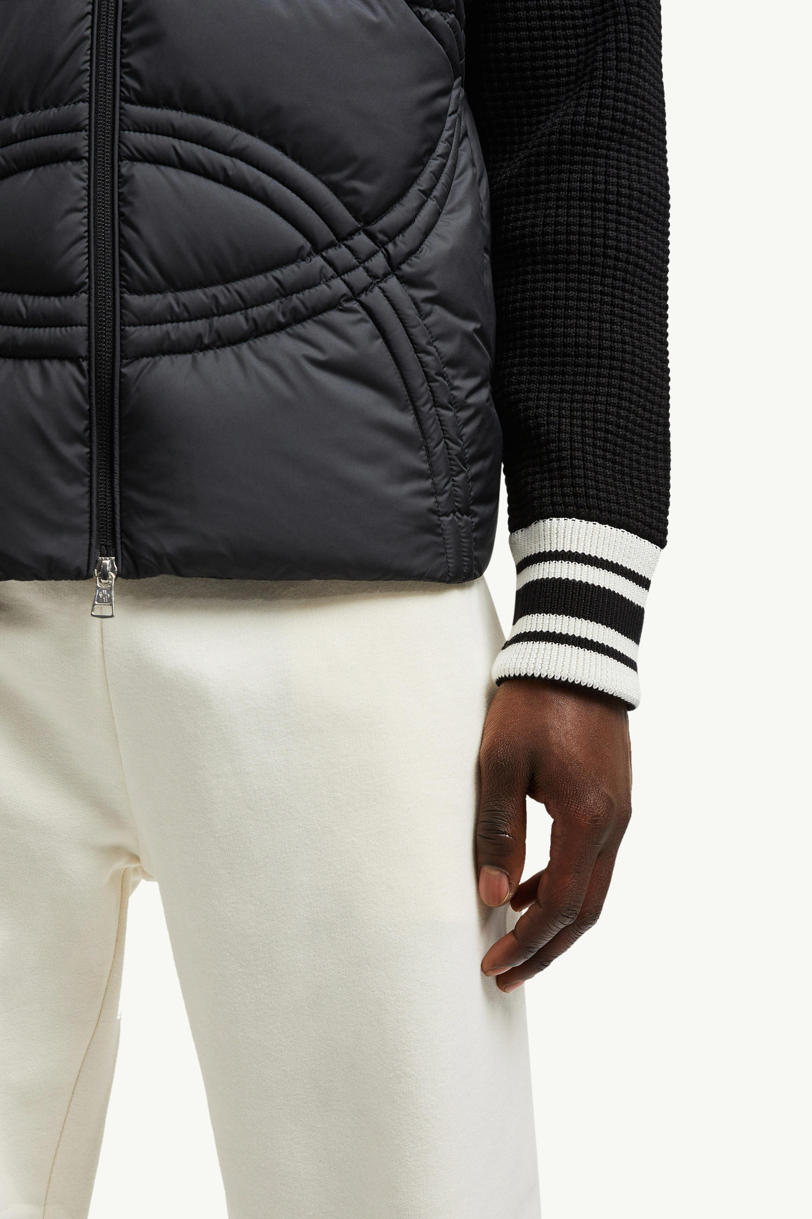 Cardigan zippé en coton matelassé à logo Hommes Noir Moncler 6