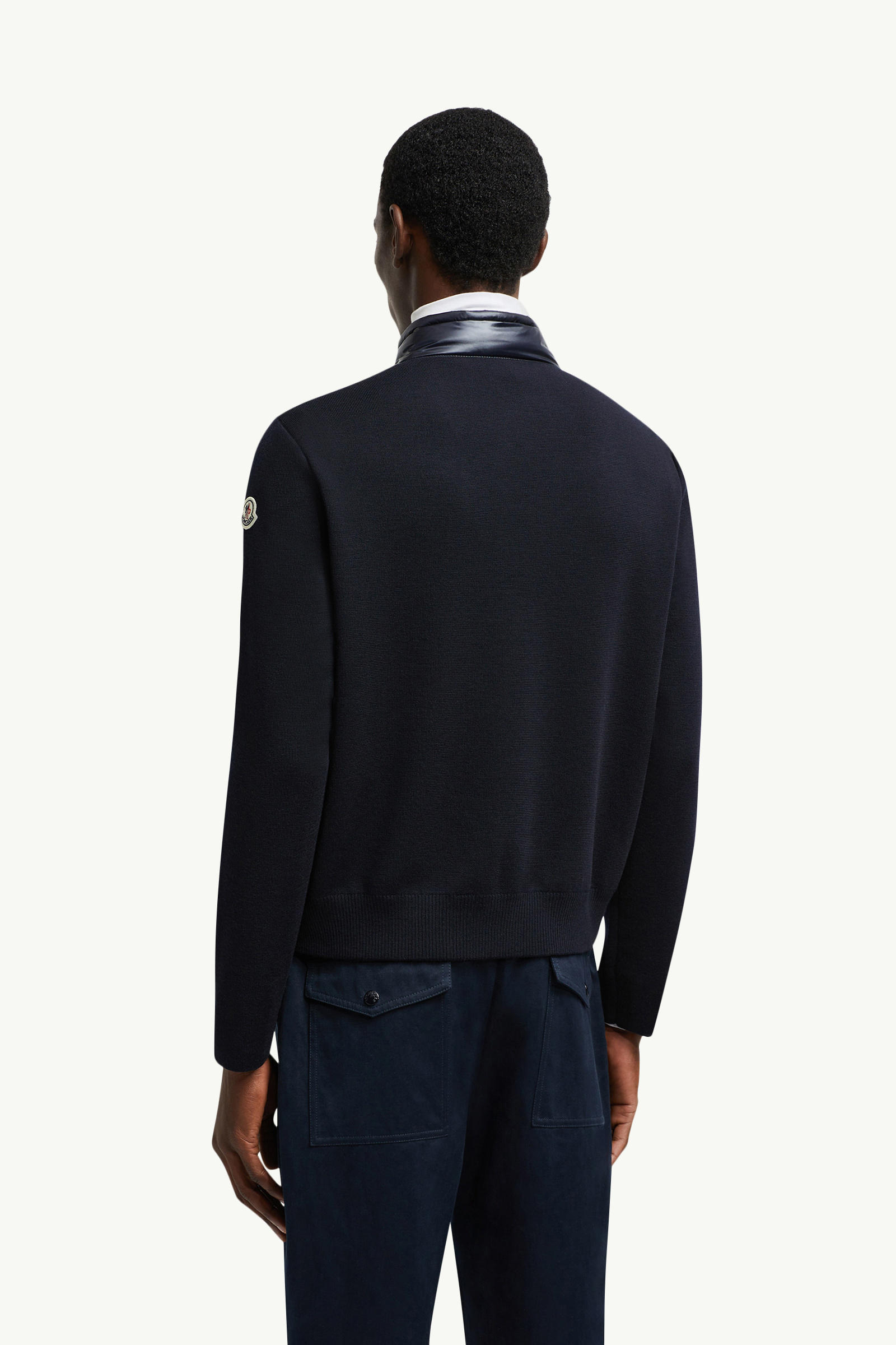 Wattierte Strickjacke aus Wolle mit Reißverschluss Herren Blau Moncler 4