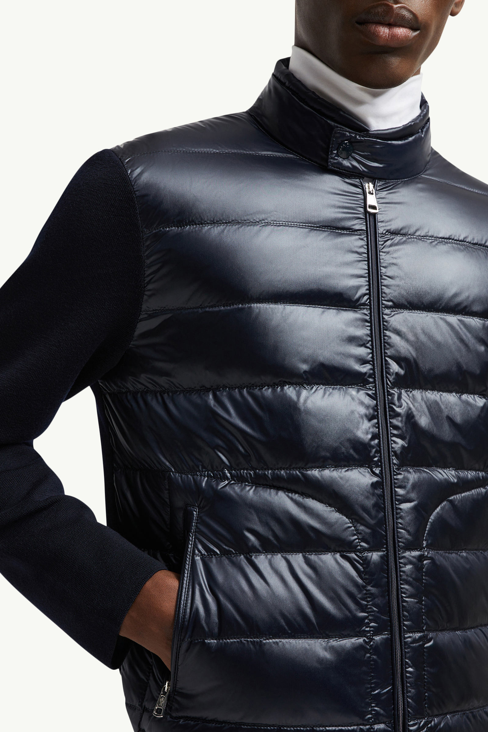Wattierte Strickjacke aus Wolle mit Reißverschluss Herren Blau Moncler 5