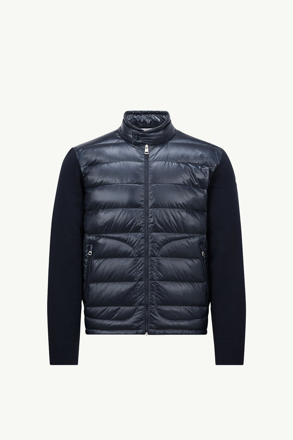 Cardigan zippé matelassé en laine Hommes Bleu Moncler 2