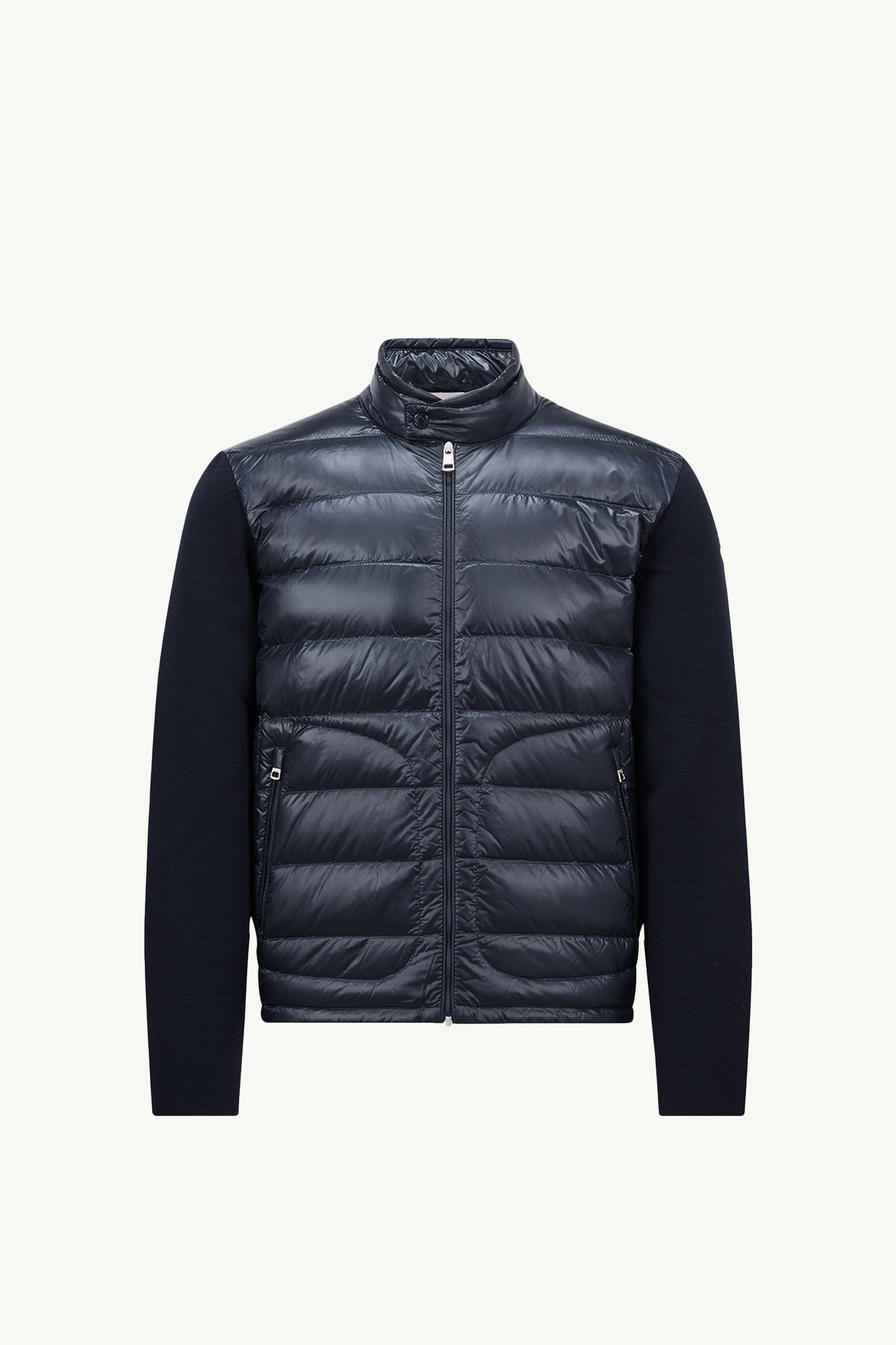 Cardigan zippé matelassé en laine Hommes Bleu Moncler 2