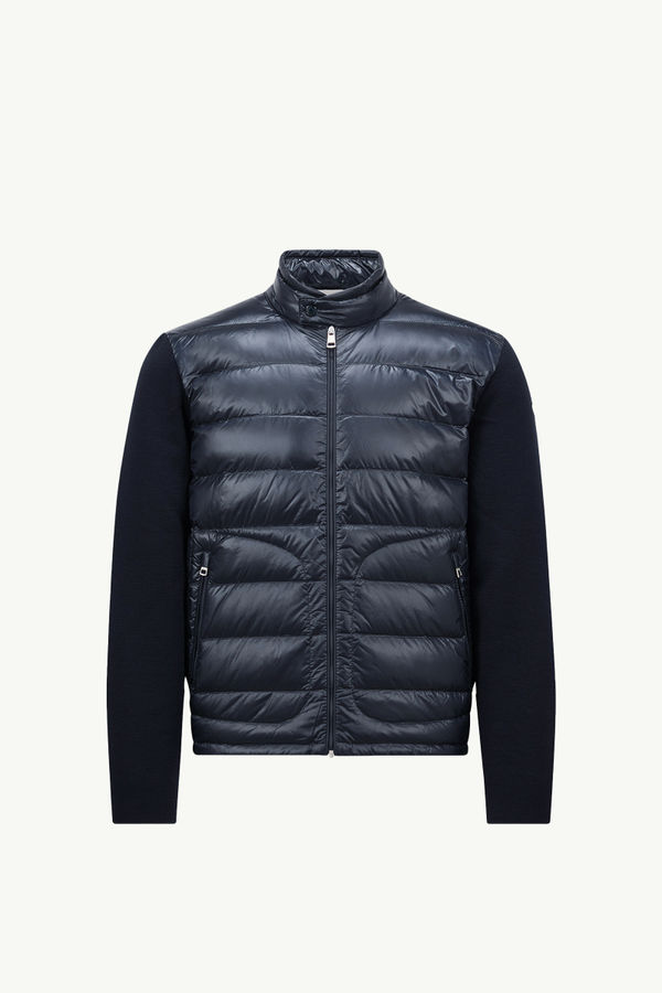 Cardigan zippé matelassé en laine Hommes Bleu Moncler 2