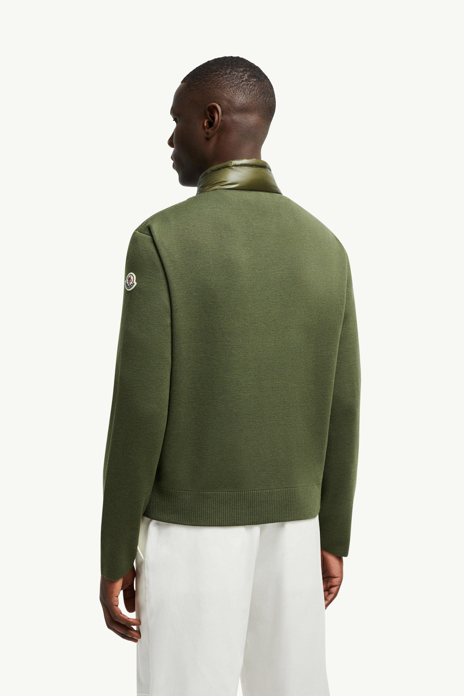Padded Wool Zip-Up Cardigan Men Olive Green Moncler 4
