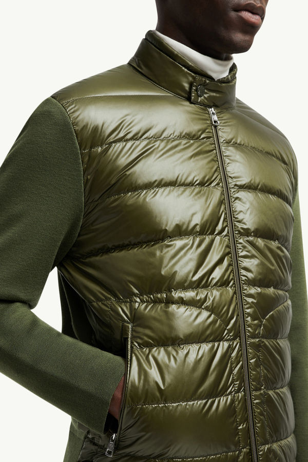 Padded Wool Zip-Up Cardigan Men Olive Green Moncler 5