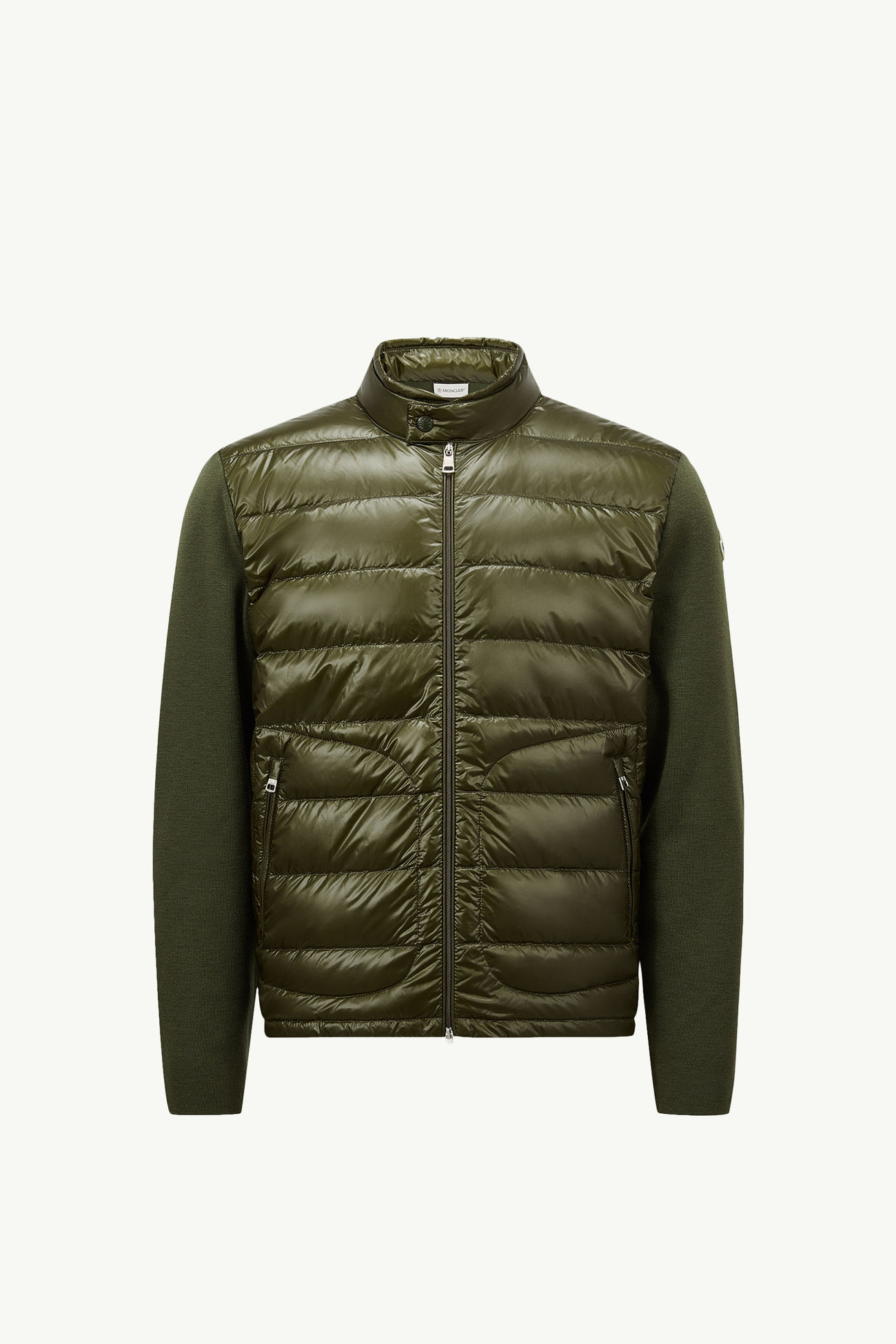 Padded Wool Zip-Up Cardigan Men Olive Green Moncler 2
