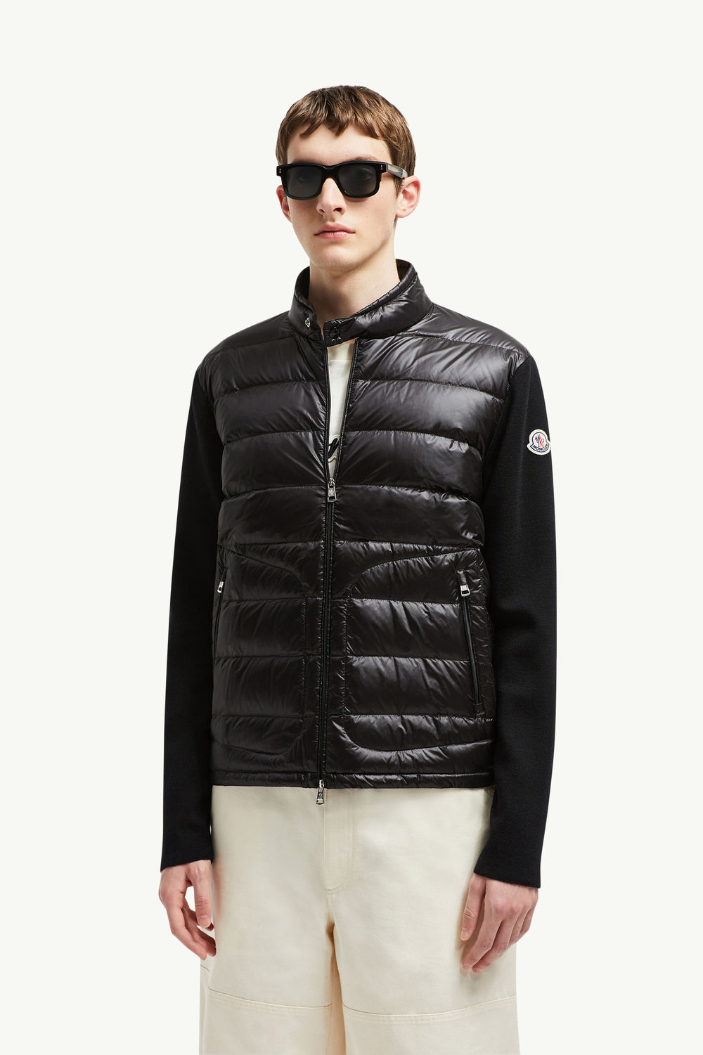Padded Wool Zip-Up Cardigan Men Black Moncler 0
