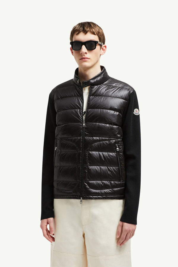 Padded Wool Zip-Up Cardigan Men Black Moncler 0