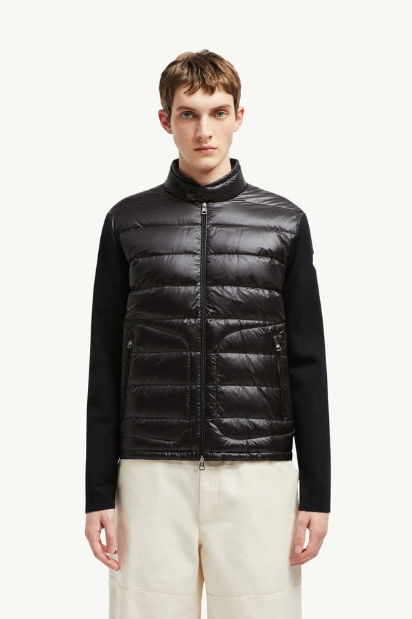 Padded Wool Zip-Up Cardigan Men Black Moncler 3