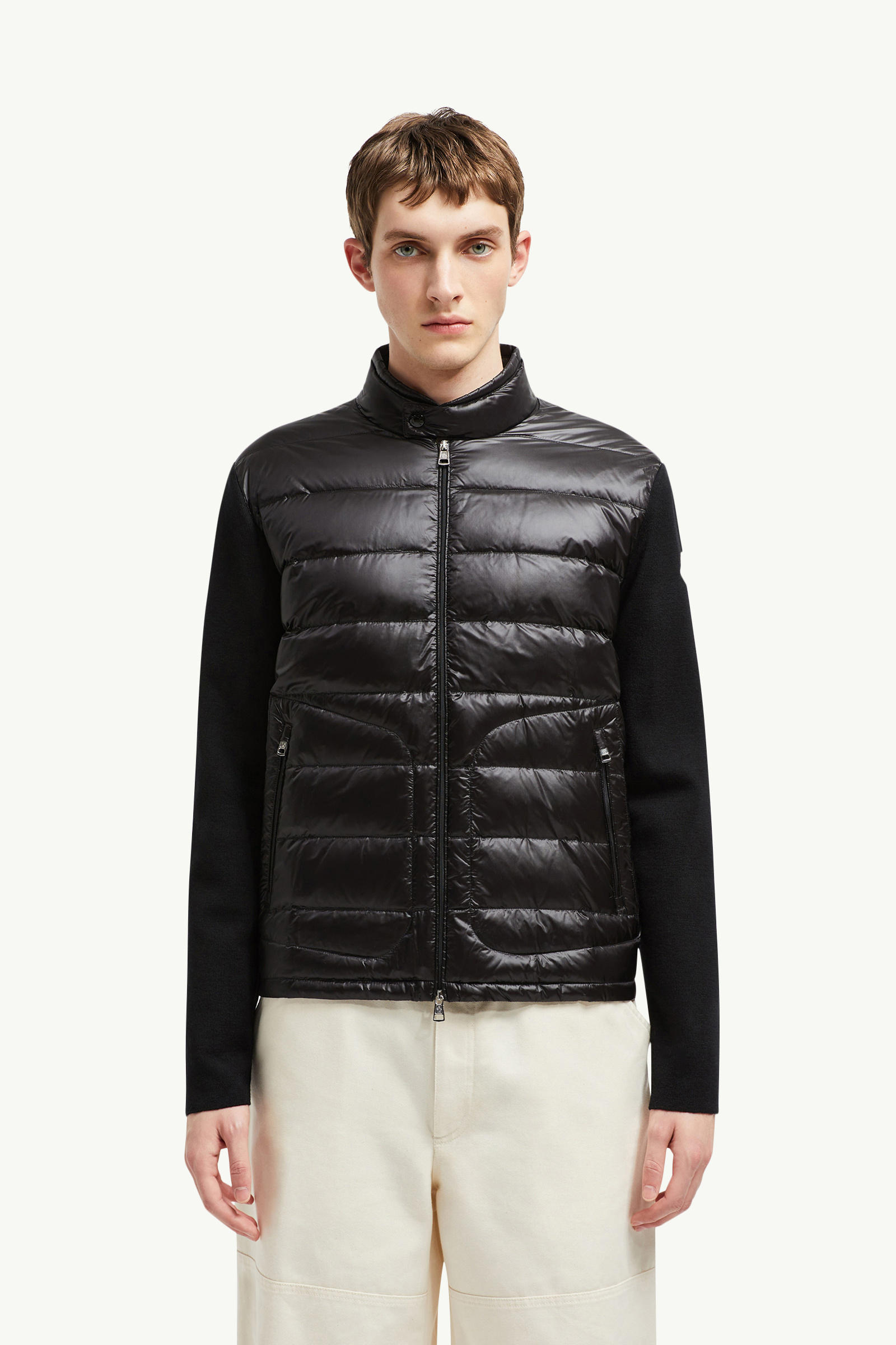 Padded Wool Zip-Up Cardigan Men Black Moncler 3