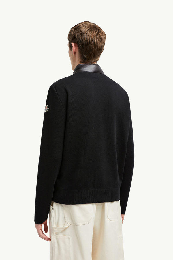 Padded Wool Zip-Up Cardigan Men Black Moncler 4