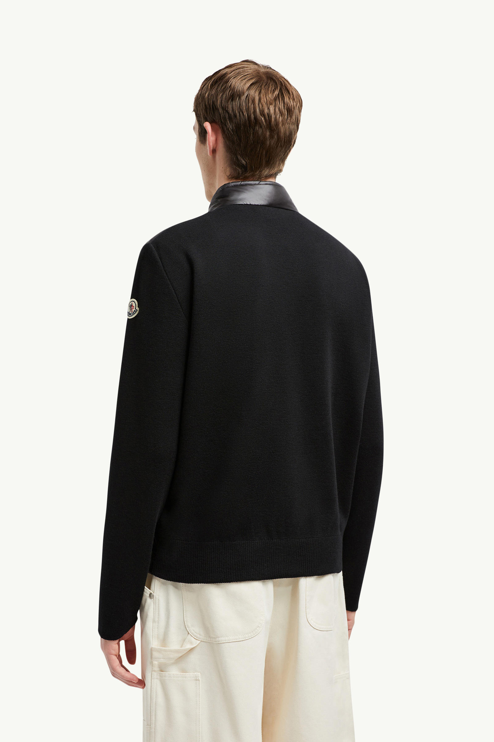 Padded Wool Zip-Up Cardigan Men Black Moncler 4