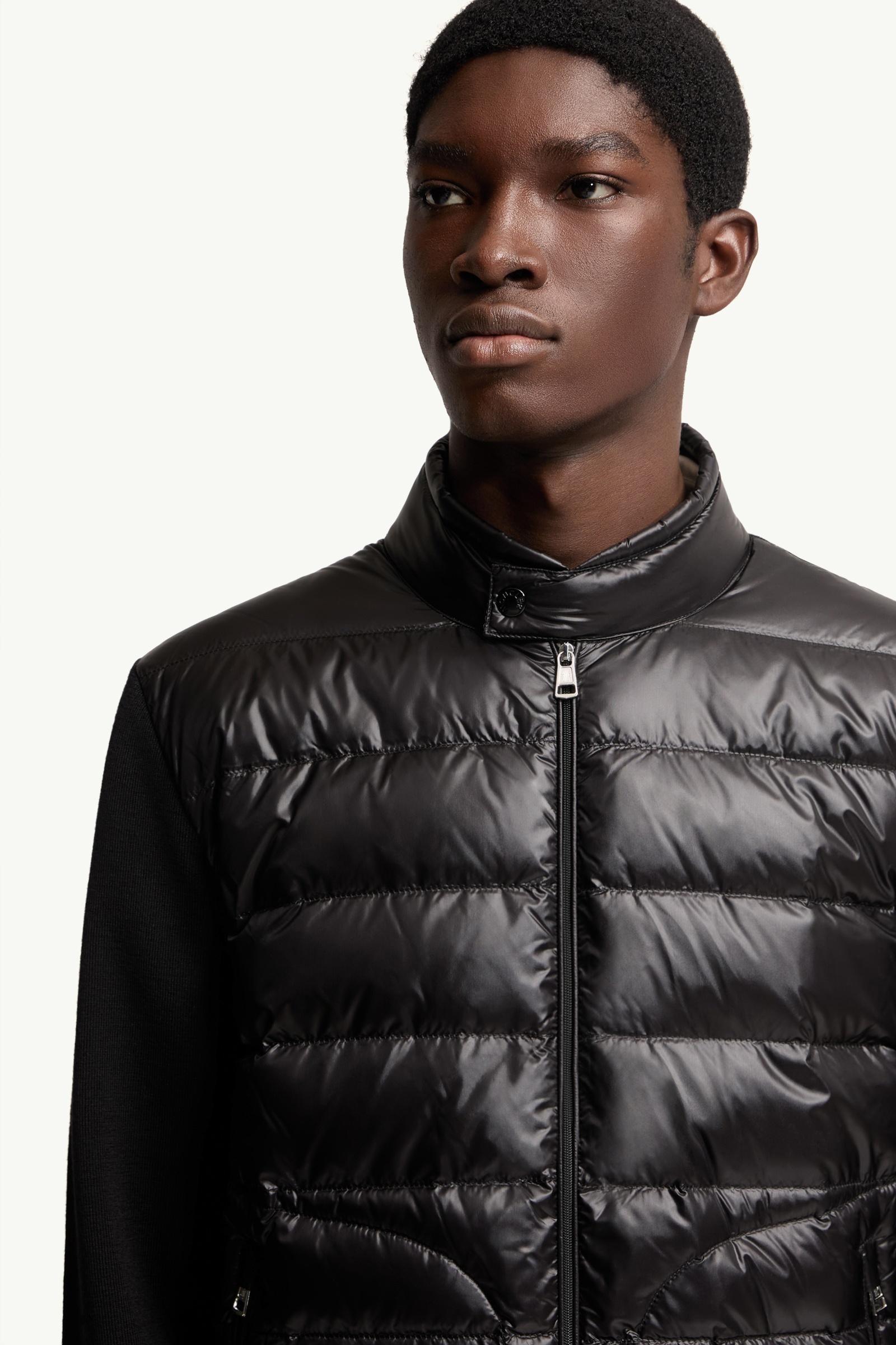 Black Padded Wool Zip-Up Cardigan - Sweaters & Cardigans for Men