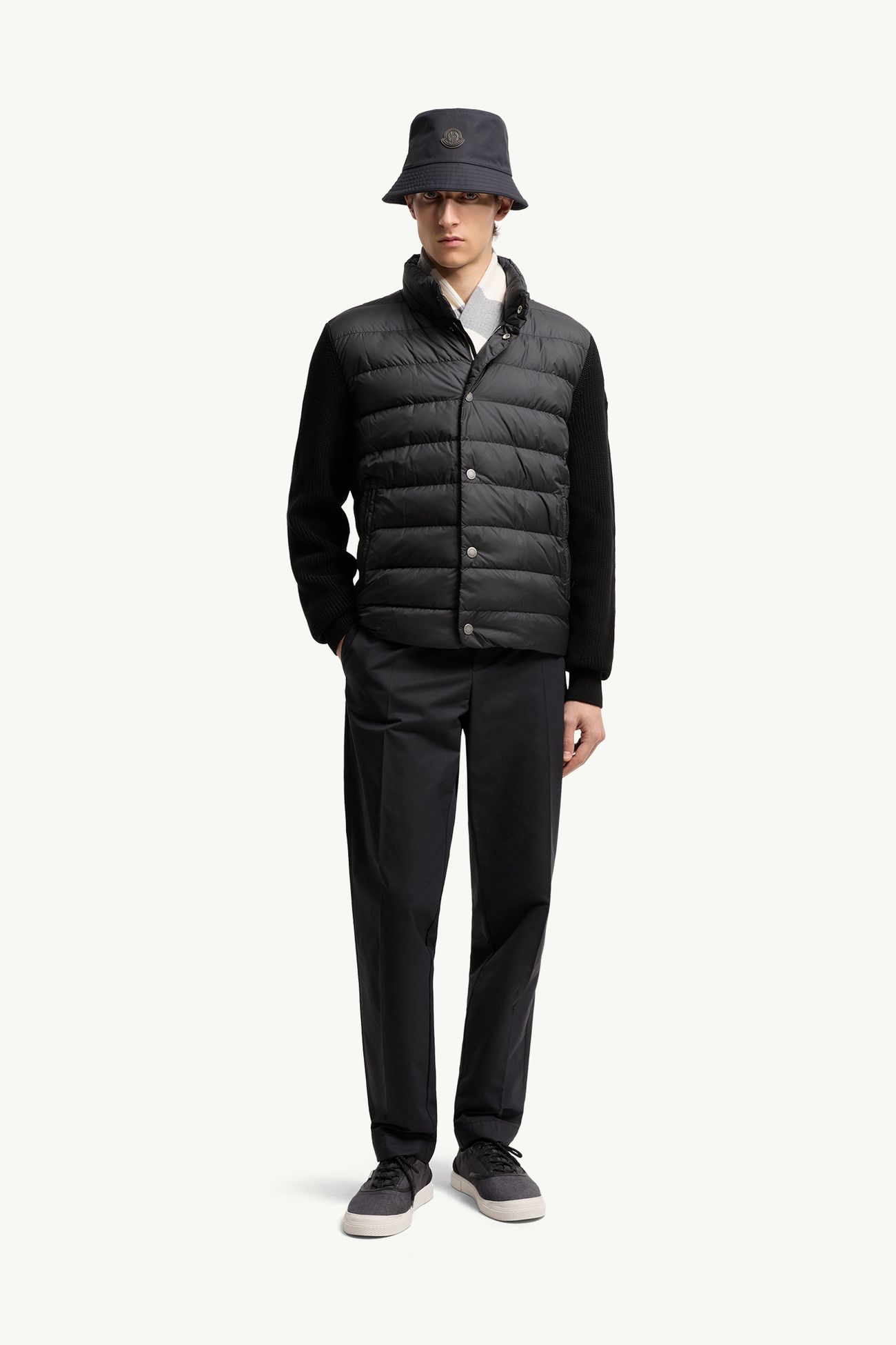 Cárdigan acolchado de algodón con cremallera Hombre Negro Moncler 0