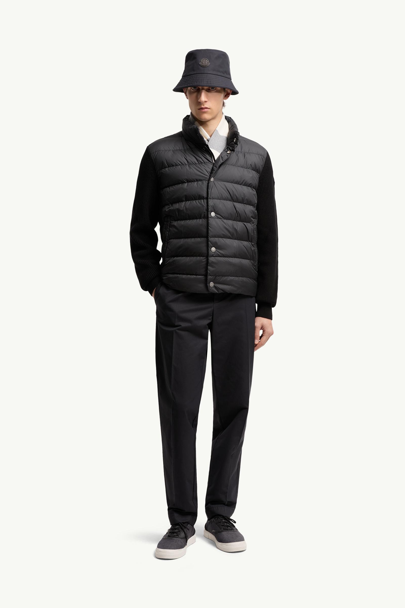 Black Padded Cotton Zip-Up Cardigan - Sweaters & Cardigans for Men