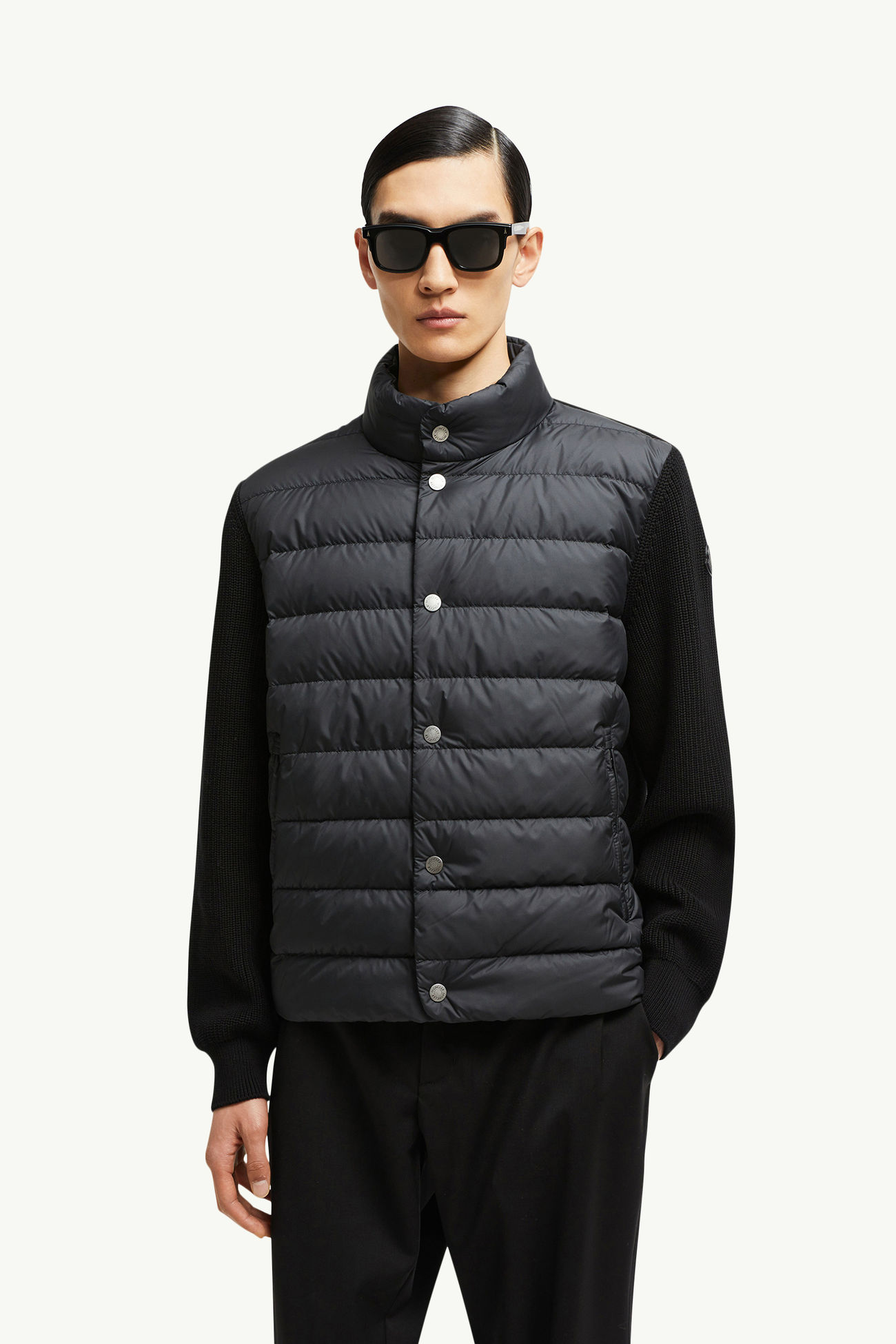 男士加衬棉质拉链开衫 男士 黑色 Moncler 0