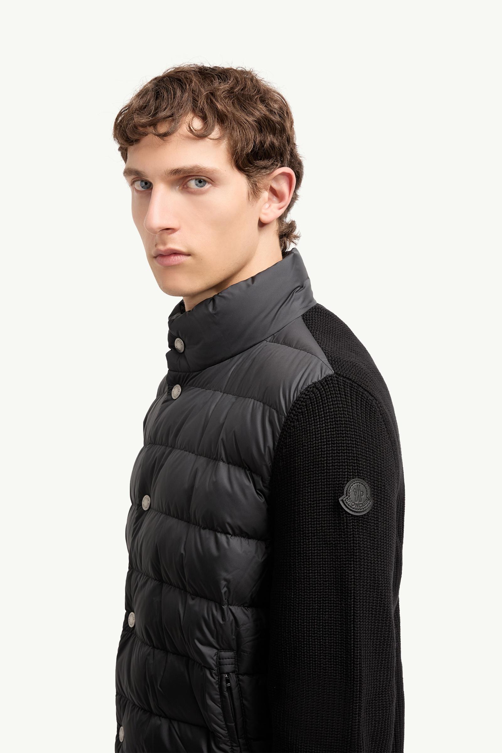 Black Padded Cotton Zip-Up Cardigan - Sweaters & Cardigans for Men