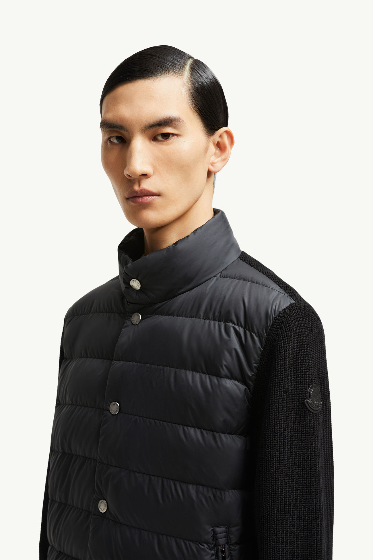 Wattierte Strickjacke aus Baumwolle Herren Schwarz Moncler 1