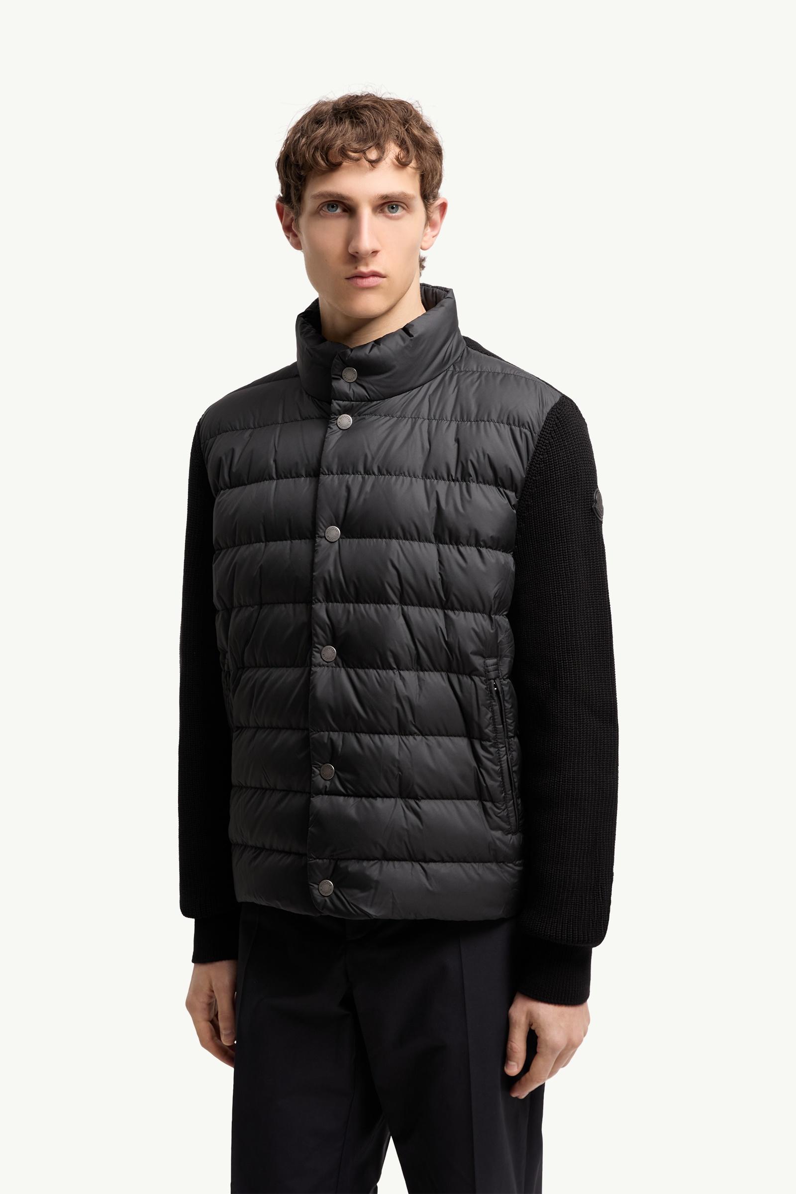 Black Padded Cotton Zip-Up Cardigan - Sweaters & Cardigans