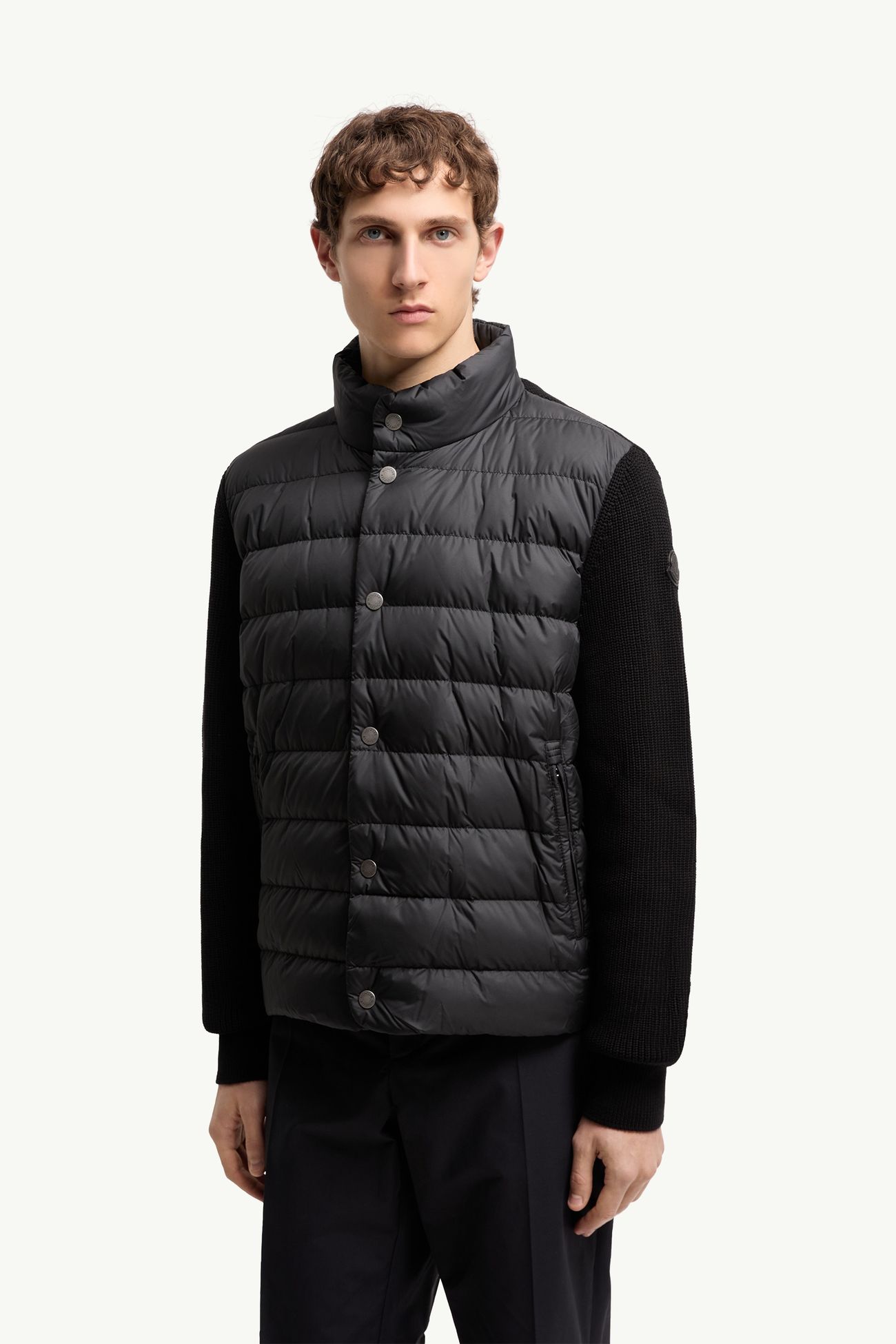 Cárdigan acolchado de algodón con cremallera Hombre Negro Moncler 3