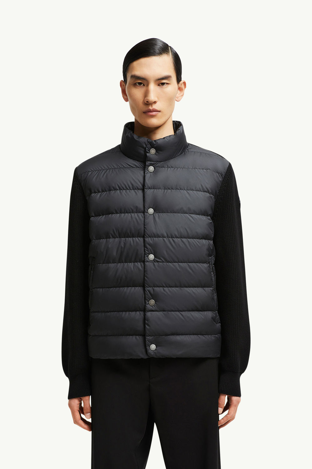 Padded Cotton Zip-Up Cardigan Men Black Moncler 3