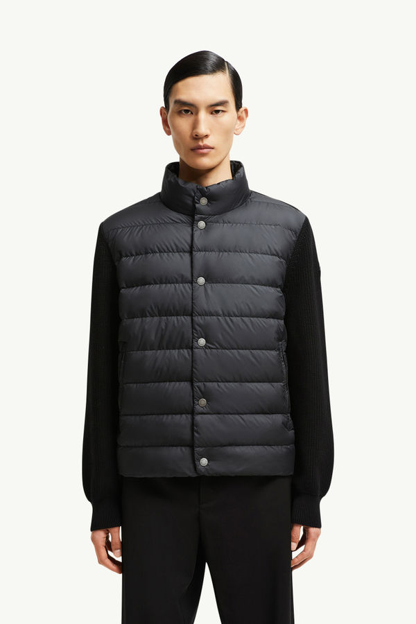 Padded Cotton Zip-Up Cardigan Men Black Moncler 3