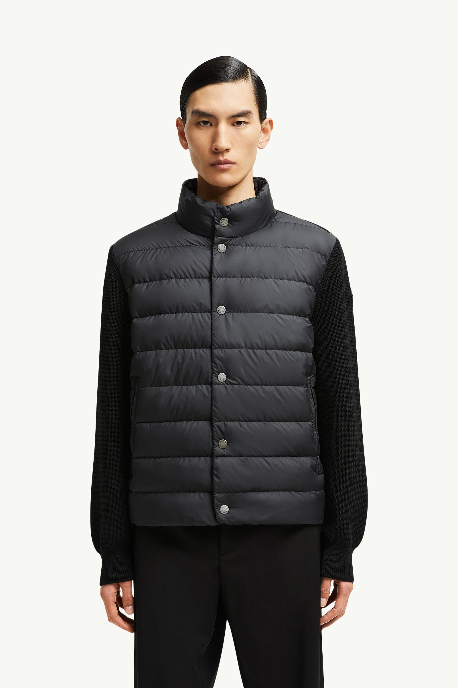 Padded Cotton Zip-Up Cardigan Men Black Moncler 3