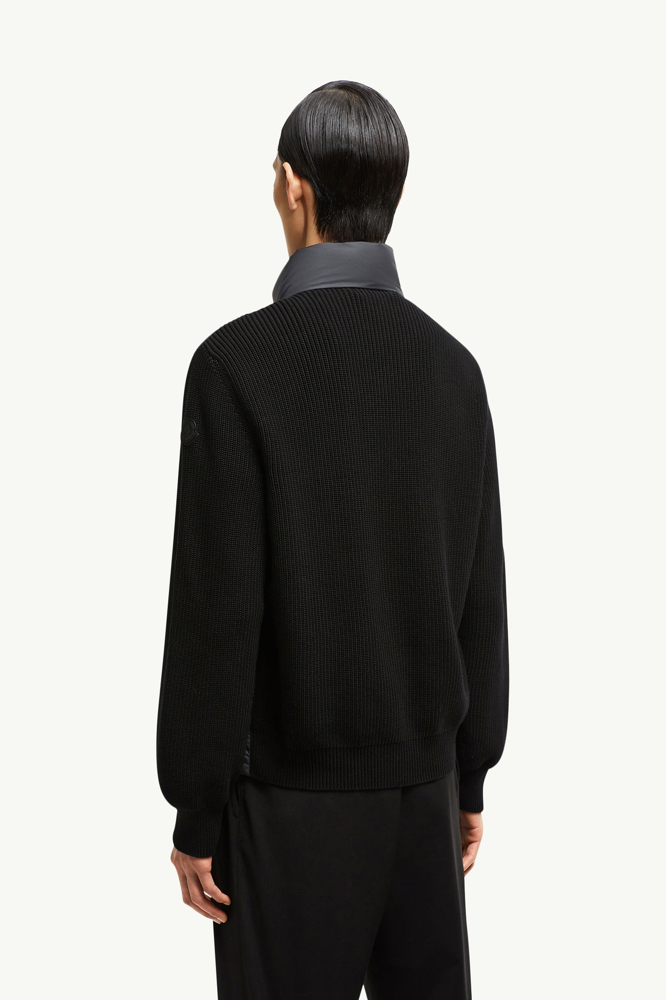 Cardigan imbottito in cotone con zip Uomo Nero Moncler 4