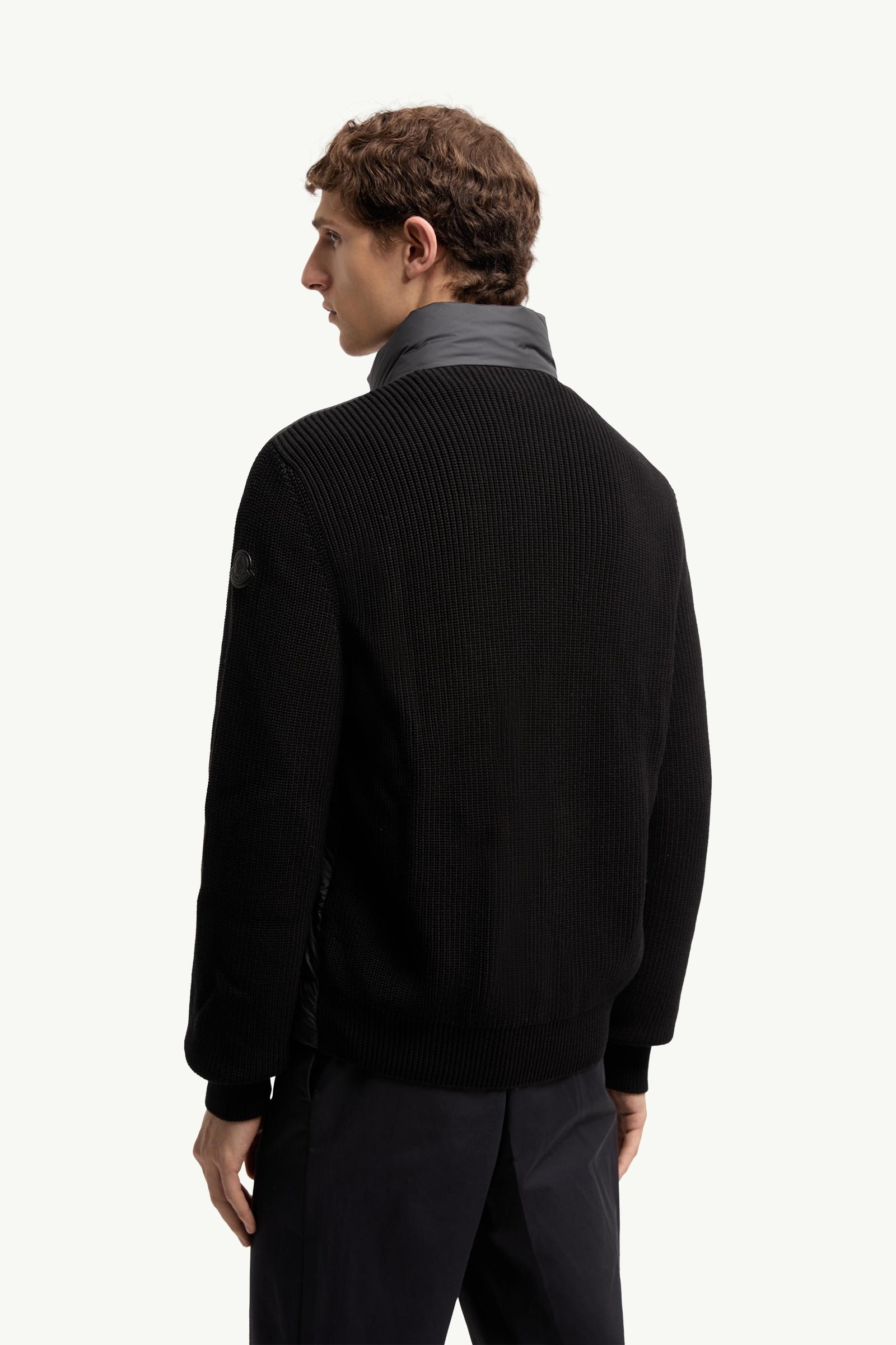 Black Padded Cotton Zip-Up Cardigan - Sweaters & Cardigans for Men