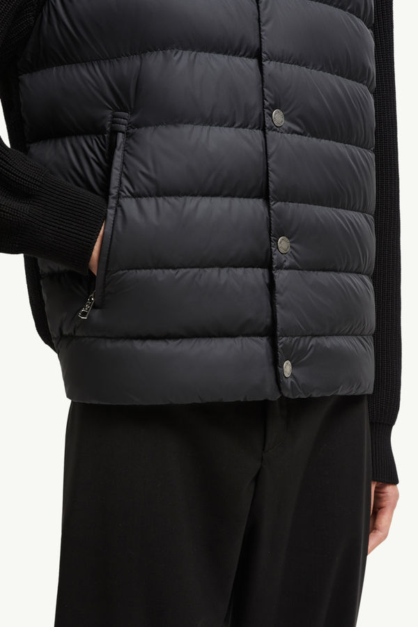 Padded Cotton Zip-Up Cardigan Men Black Moncler 5