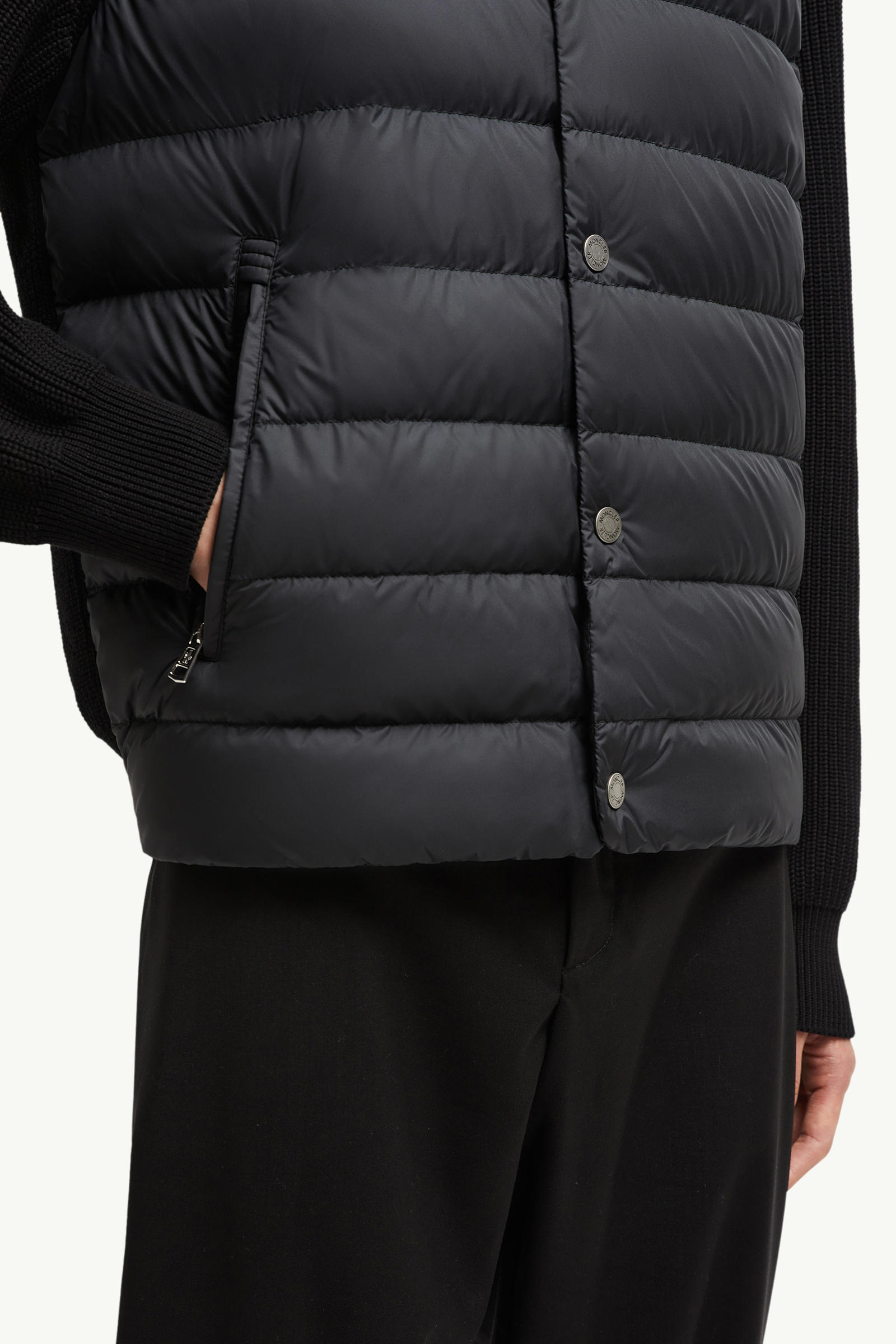 Padded Cotton Zip-Up Cardigan Men Black Moncler 5
