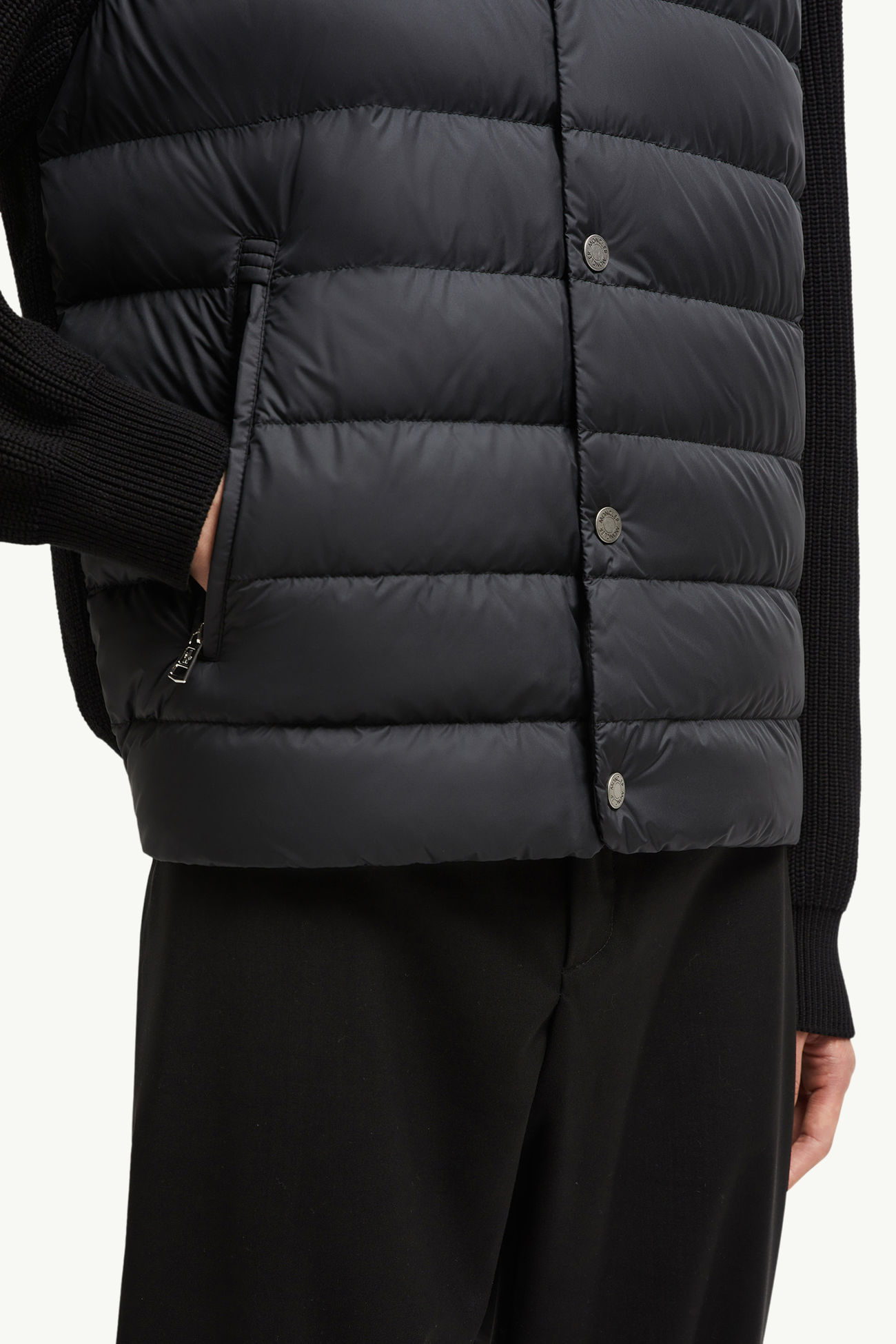 Wattierte Strickjacke aus Baumwolle Herren Schwarz Moncler 5