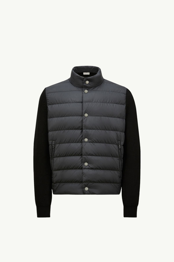 Padded Cotton Zip-Up Cardigan Men Black Moncler 2