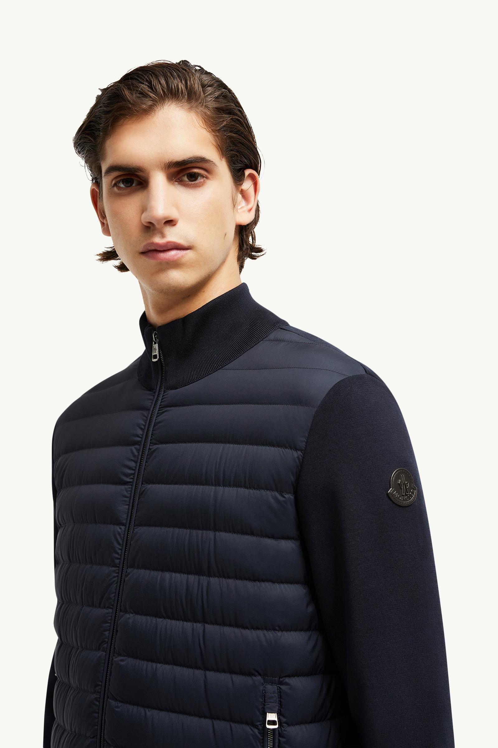 Padded Crêpe Cotton Zip-Up Cardigan Men Navy Blue Moncler 1