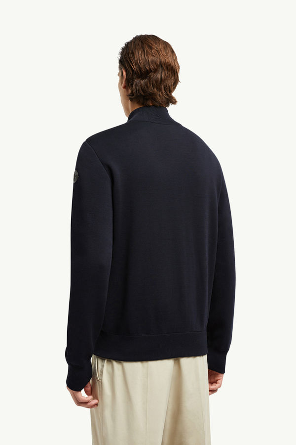 Padded Crêpe Cotton Zip-Up Cardigan Men Navy Blue Moncler 4