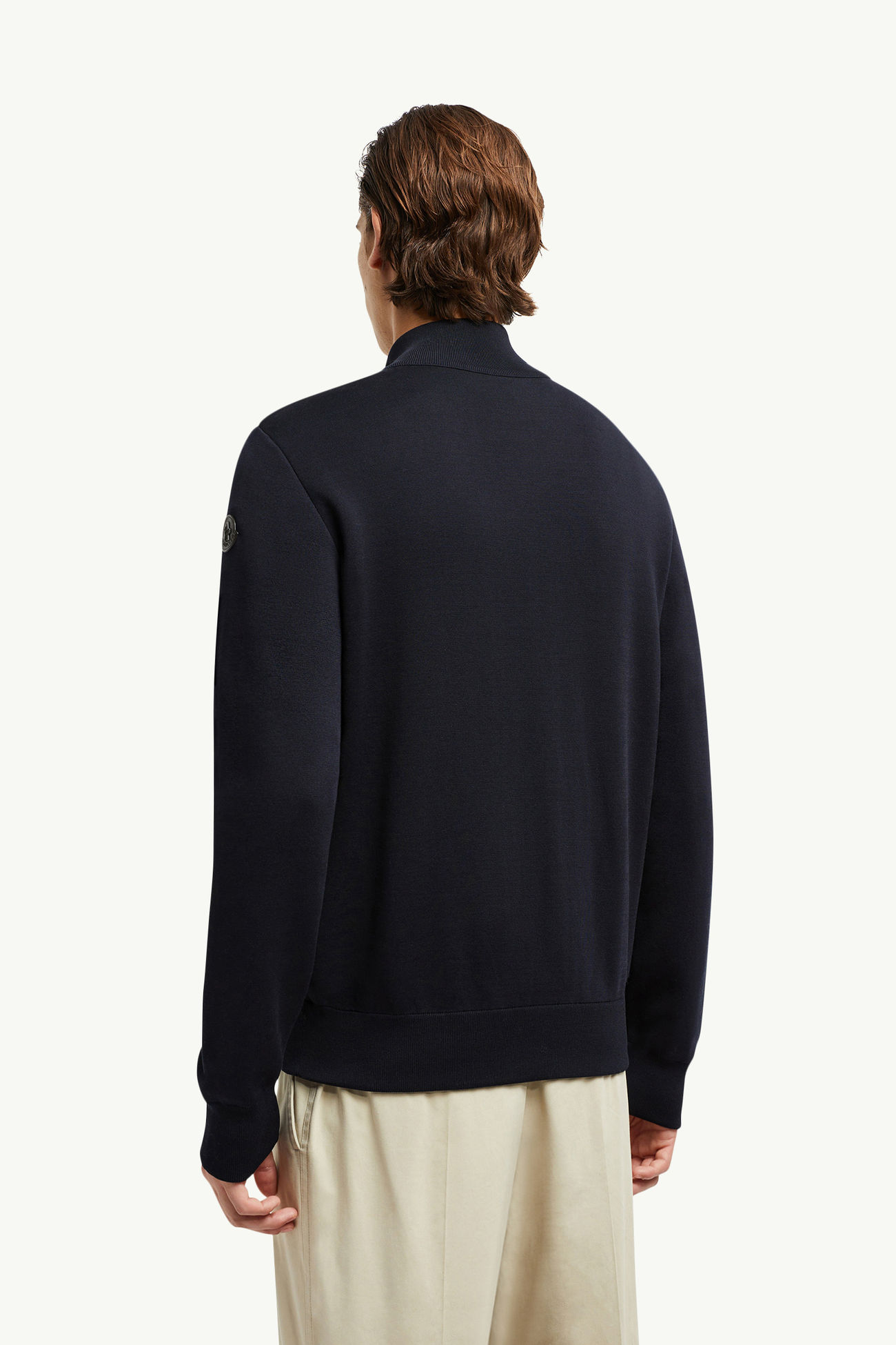 Wattierte Strickjacke aus Baumwoll-Krepp mit Reißverschluss Herren Navyblau Moncler 4