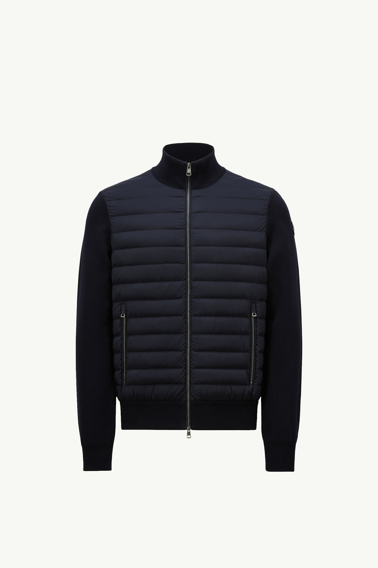 Cardigan zippé matelassé en coton Hommes Bleu marine Moncler 2