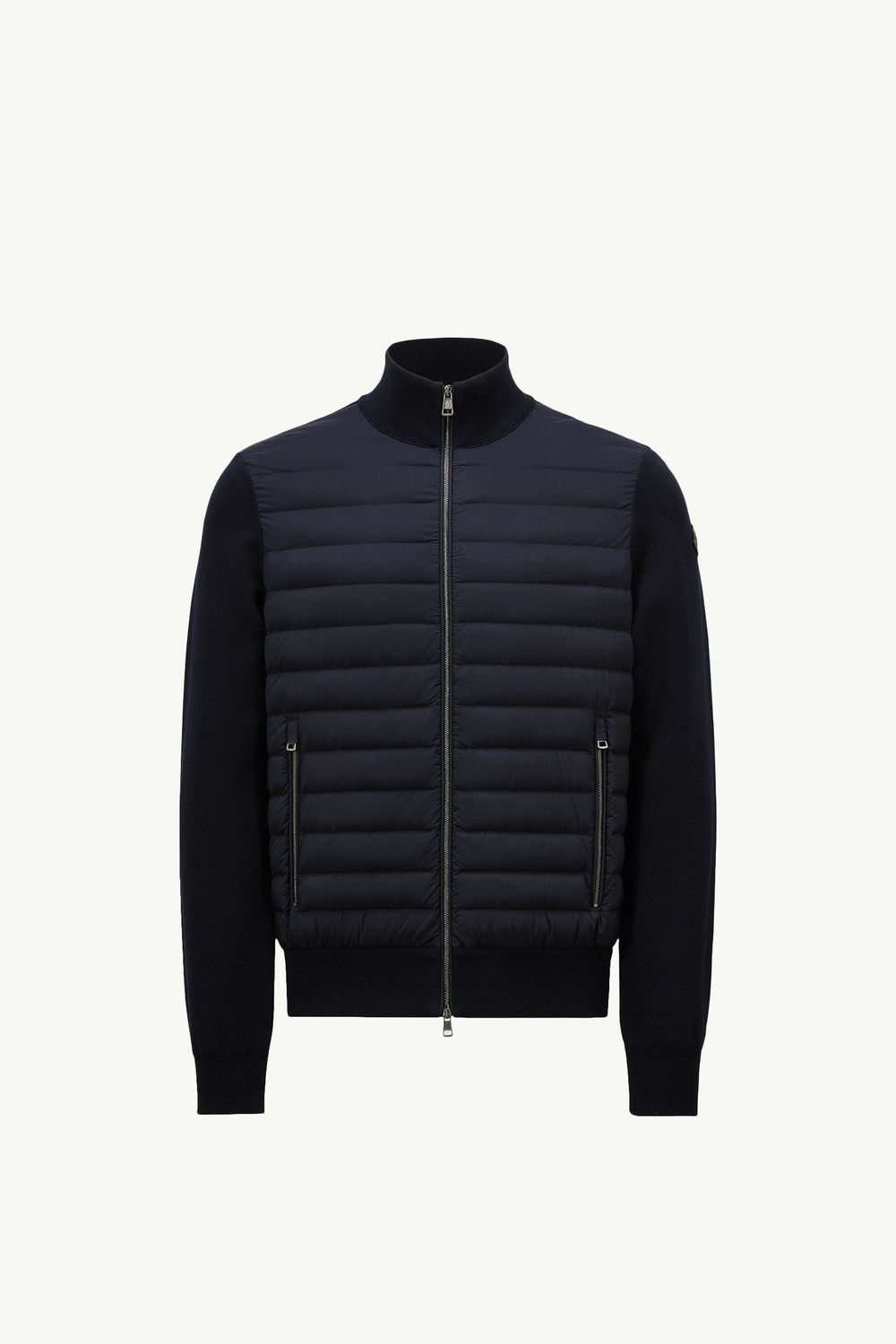 Padded Crêpe Cotton Zip-Up Cardigan Men Navy Blue Moncler 2