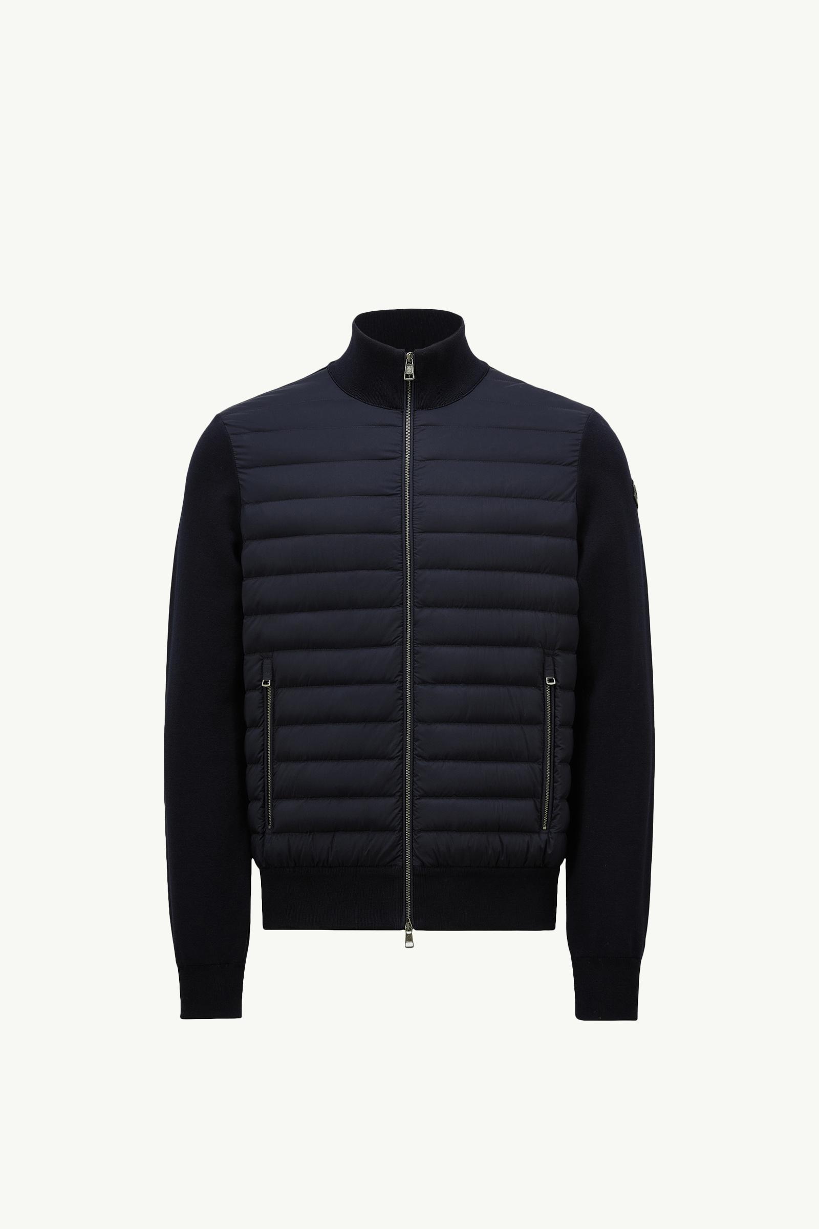 MONCLER メンズ 前面のみダウン入りジップカーディガン　ニット【ネイビー】 ネイビーブルー カーディガン : セーター＆カーディガン 向けの